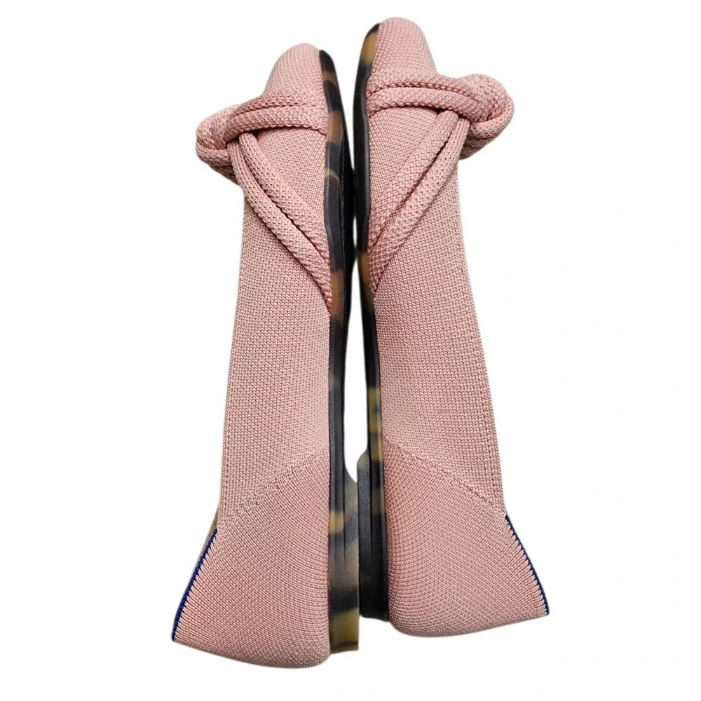 Rothy's The Knot Point Flats Womens 7.5 Pink Peony Knit Pointed Toe‎ Sustainable